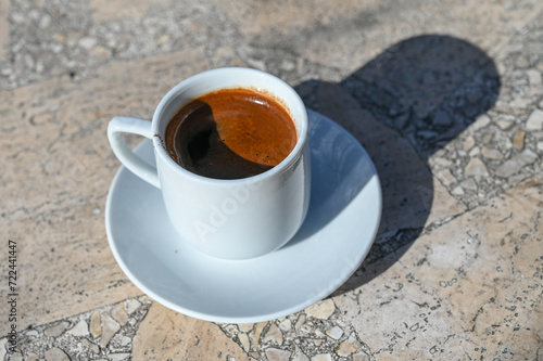 Turkish coffee in a white cup 1