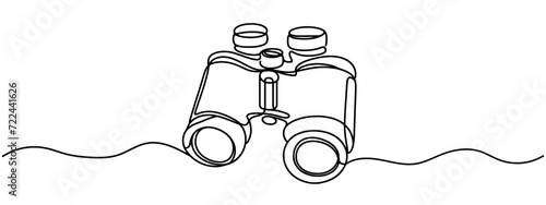 binocular continuous single line drawing. Vector illustration