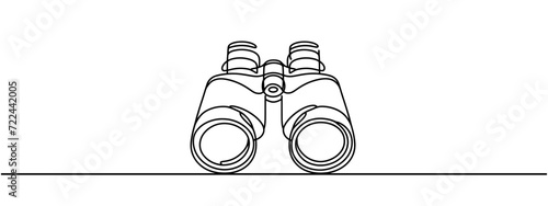 binocular continuous single line drawing. Vector illustration