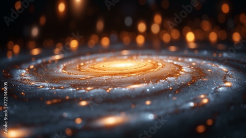 Close-up of a glittering spiral galaxy core.