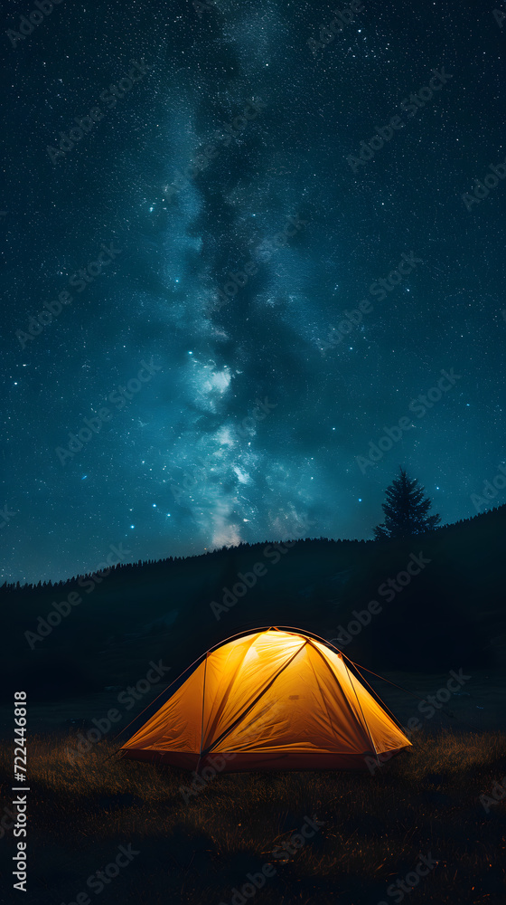 tent in the night with stars