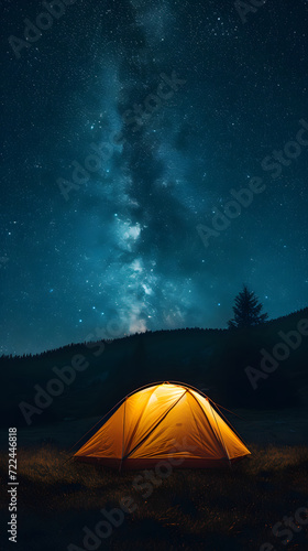 tent in the night with stars