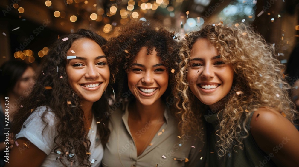 Group Of Latina Friends Having Fun At Party Group Of Latina Friends Having Fun At Party