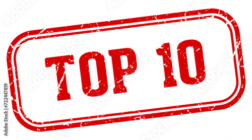 top 10 stamp. top 10 rectangular stamp on white background