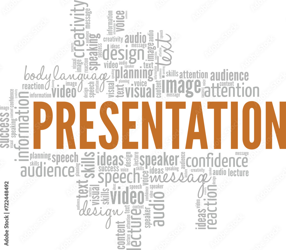 Presentation word cloud conceptual design isolated on white background.