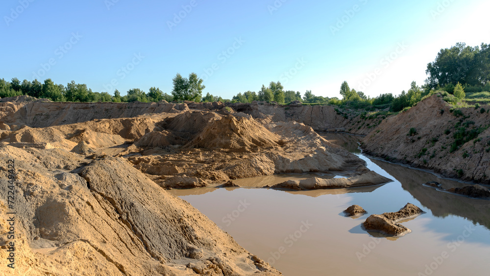 the sand pit is flooded with water