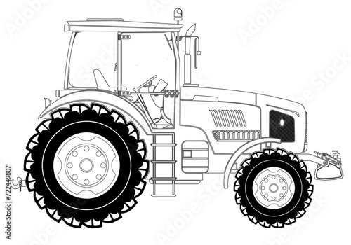 Tracteur moderne détouré agriculture