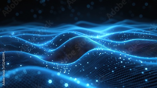 Abstract wave made out of grids that are seen from a cinematic view of one of the holy geometry shapes, the shape is clearly animated, clear neon lines, 3d render, nothingness. Wallpaper, pattern.