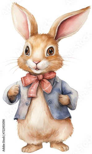 Watercolor PNG Illustration of a Cute Bunny Rabbit (ID: 722453014)