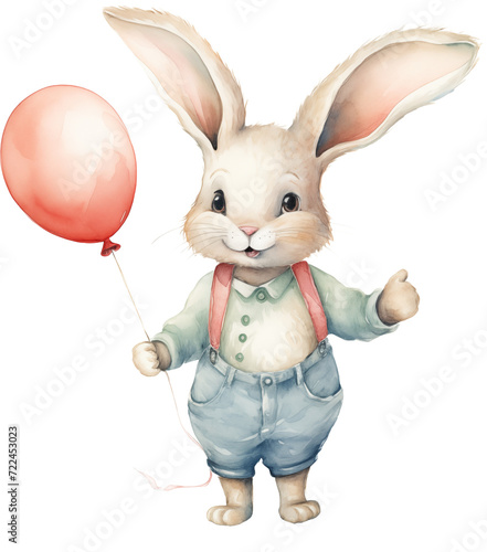 Watercolor PNG Illustration of a Cute Bunny Rabbit (ID: 722453023)
