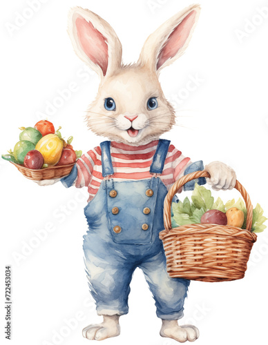 Watercolor PNG Illustration of a Cute Bunny Rabbit (ID: 722453034)