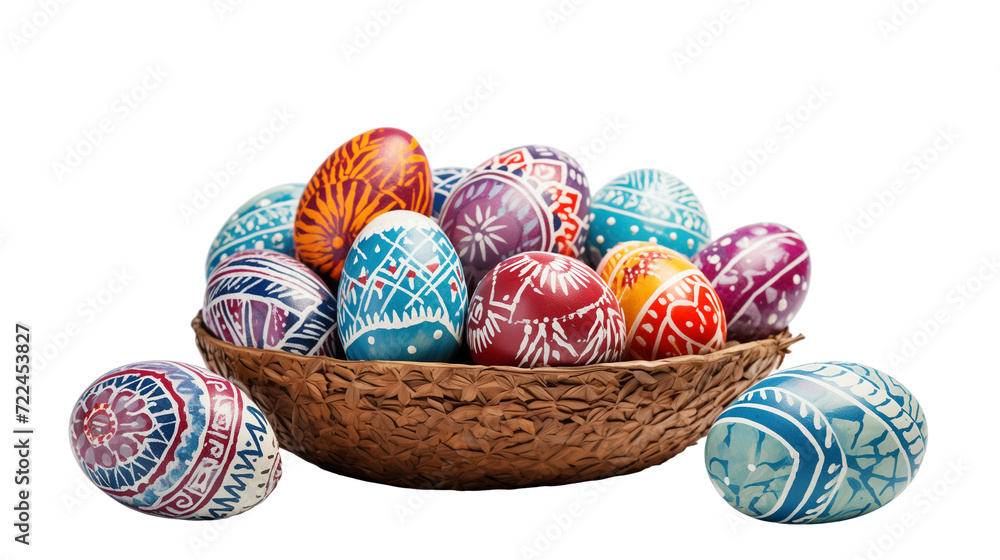 A collection of vibrant, hand-painted Easter eggs adorned with decorative designs png transparent A collection of vibrant, hand-painted Easter eggs adorned with decorative designs png transparent