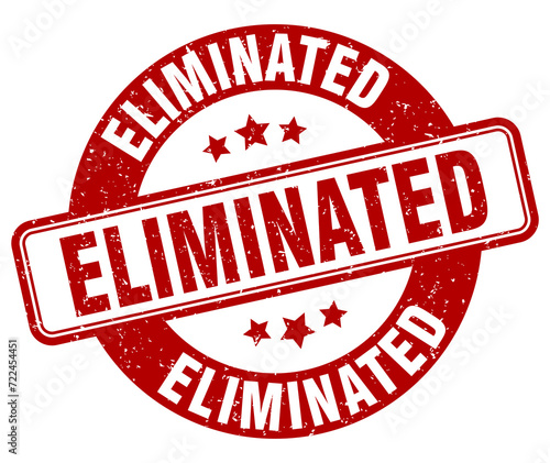eliminated stamp. eliminated label. round grunge sign