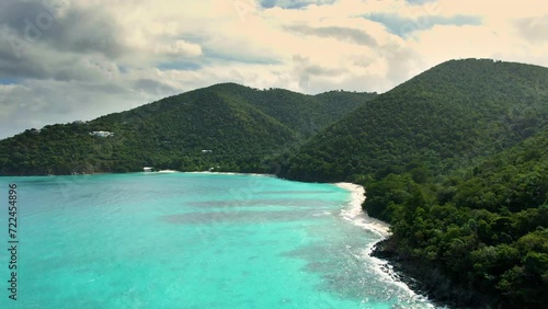 Tropical beach and mountains aerial view of coastline