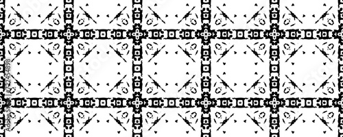 Black Old Pattern. Pakistan Paint Texture. Rough Pen Background. Line Classic Batik. Vector Cloth Scratch. Doodle Line Vector. Doodle Geometric Print. Ink Vector Drawing. Endless Template Drawn