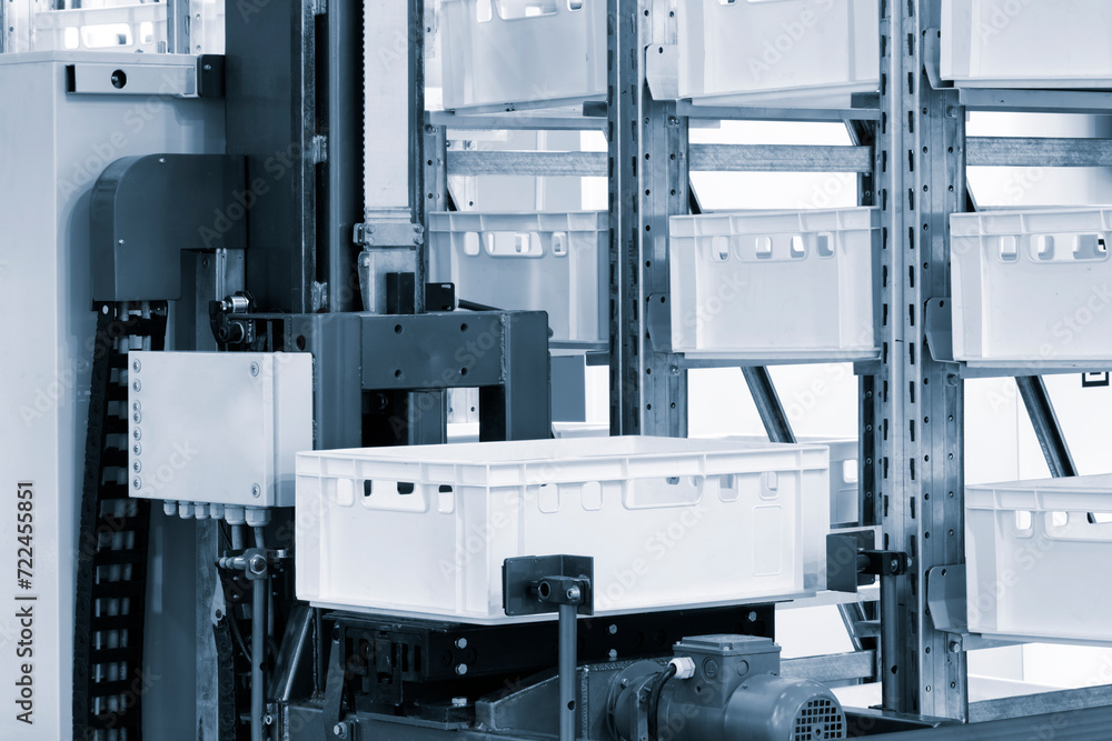 modern distribution warehouse with boxes on racks modern distribution warehouse with boxes on racks