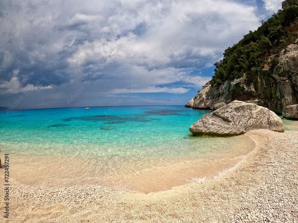 Sardinia beach with cloudy sky