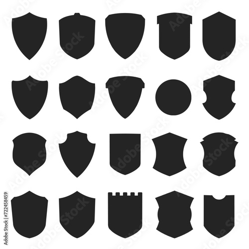 Collection of black shield vector , logo label elements