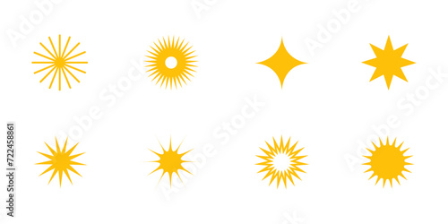 Sparkling star, glowing star light effect. Glitter magic star sparks. vector editable design, yellow colour stars. Rounded vector editable icons 