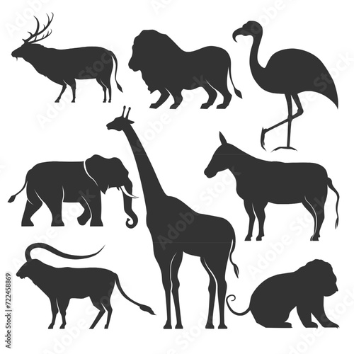 Collection of animal silhouette  zoo  african animals.