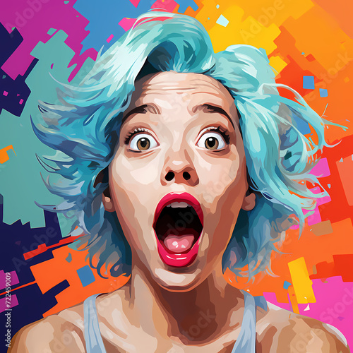 Stupid idiot newbie from internet memes screams in horror and fright