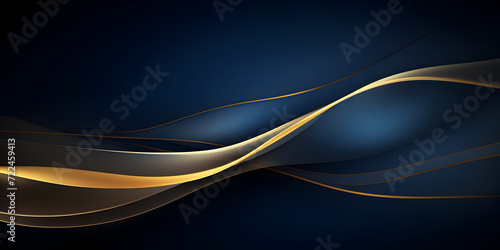 Abstract dark blue background with golden wave