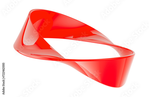 Red Moebius Strip, 3D rendering isolated on transparent background photo