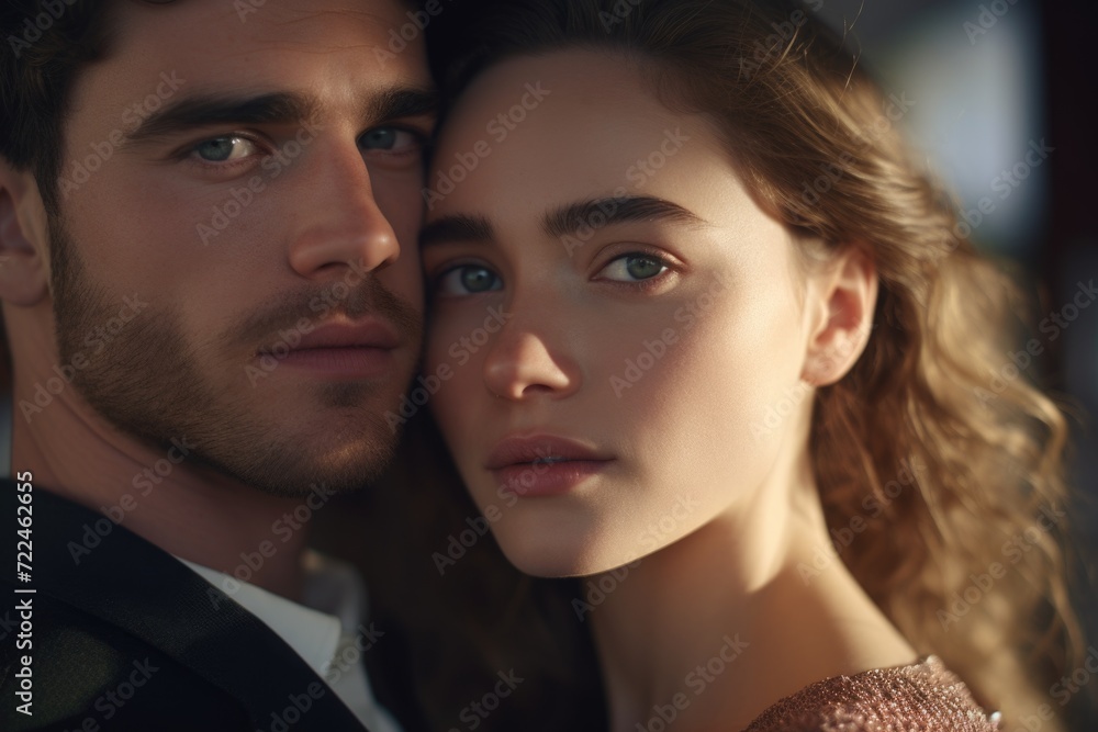 A man and a woman are posing for a picture. This image can be used for various purposes A man and a woman are posing for a picture. This image can be used for various purposes