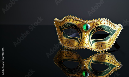 opulent mardi gras carnival mask with golden accents on black