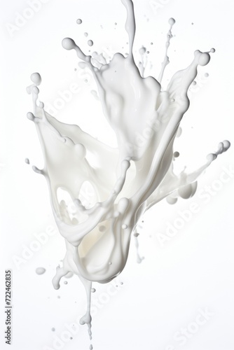 A splash of milk captured on a white surface. Perfect for food and beverage related projects