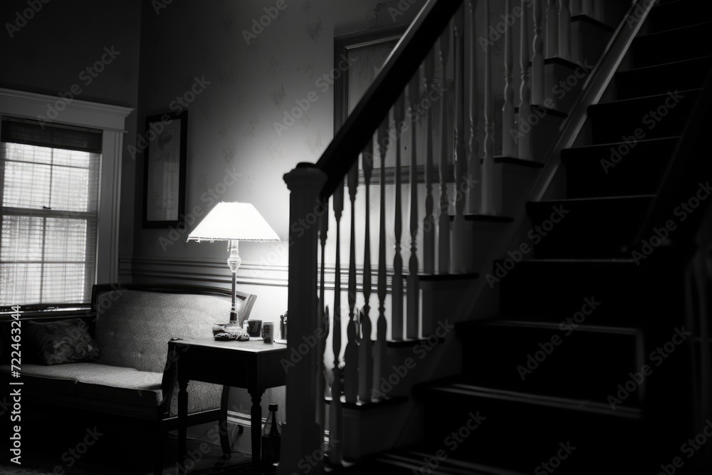 A black and white photo showcasing a stylish living room. Perfect for interior design concepts A black and white photo showcasing a stylish living room. Perfect for interior design concepts