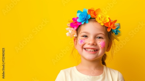 Joyful Girl with Flower Crown