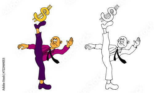 Coloring pages for kids with business people, cartoon style