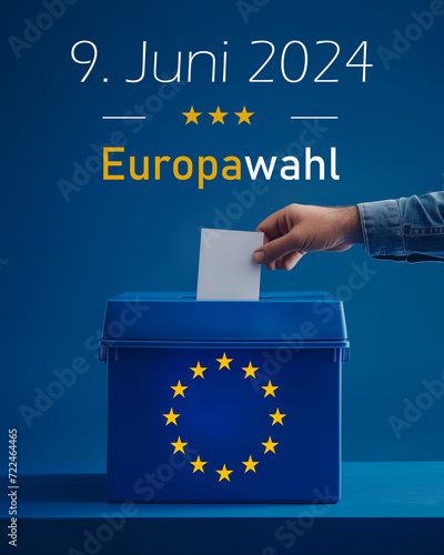 Motiv zur Europawahl am 9 Juni 2024 mit Text und Datum