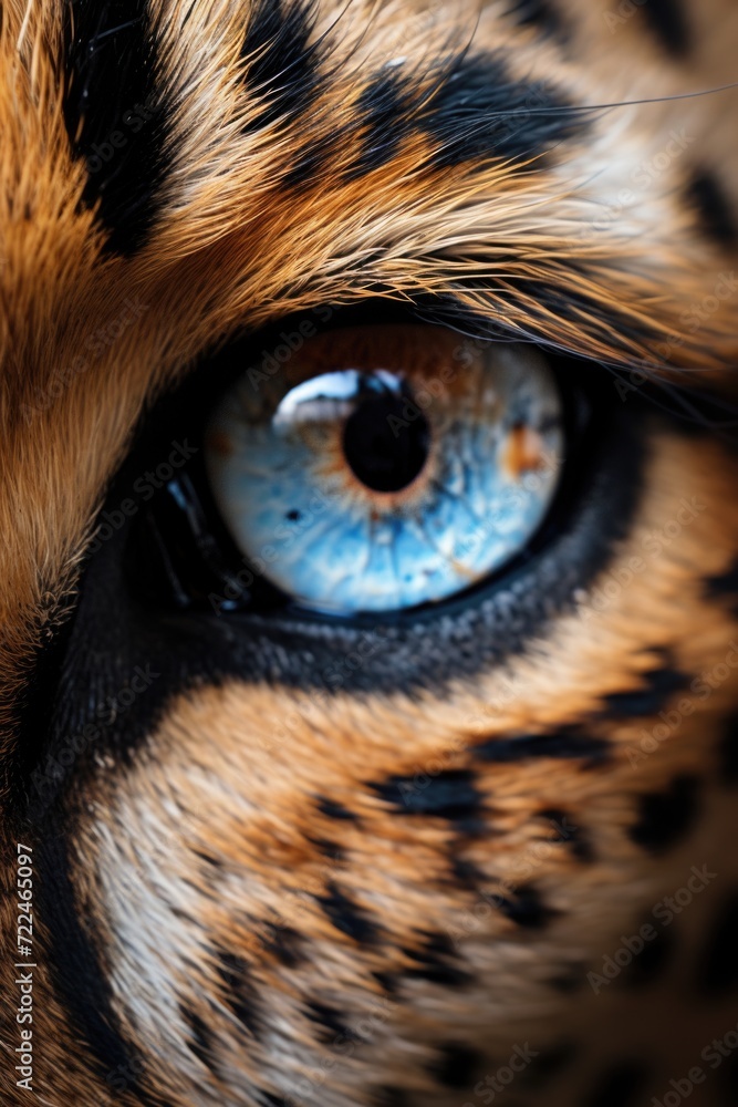 A detailed close-up of a leopard's eye. Perfect for wildlife enthusiasts and nature lovers