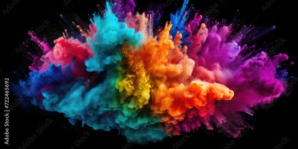 Colorful smoke cloud against a black backdrop. Ideal for adding a vibrant touch to your designs or projects Colorful smoke cloud against a black backdrop. Ideal for adding a vibrant touch to your designs or projects