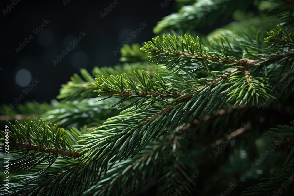 A detailed close-up view of a pine tree branch. This image can be used to depict nature, forestry, or the beauty of trees in various design projects