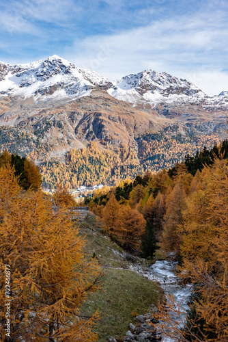 The scenic Swiss Julier Pass in autumn