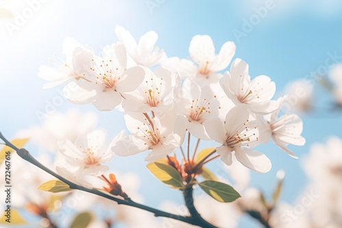 A bunch of white flowers on a tree. Perfect for nature-themed designs and springtime concepts