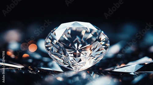 A close-up view of a diamond resting on a table. Suitable for jewelry and luxury-related concepts