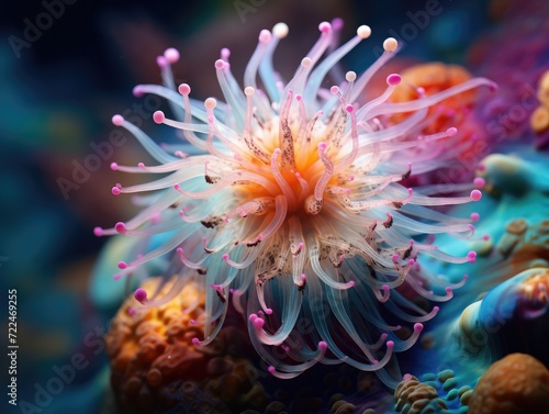 Anemone, sea anemone, sea anemone, sea anemone,. Generative AI. © serg3d