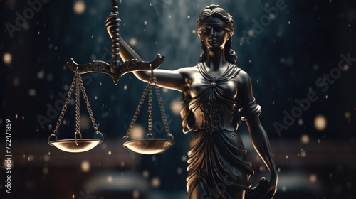 Lady Justice statue holding a scale. Suitable for legal and justice-related themes photo