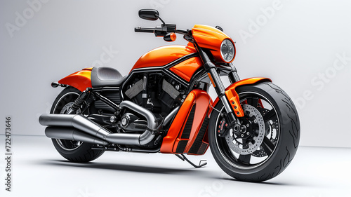 An orange motorcycle isolated on a white background