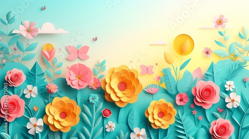 Beautiful bright poster for the spring holiday. Template without text