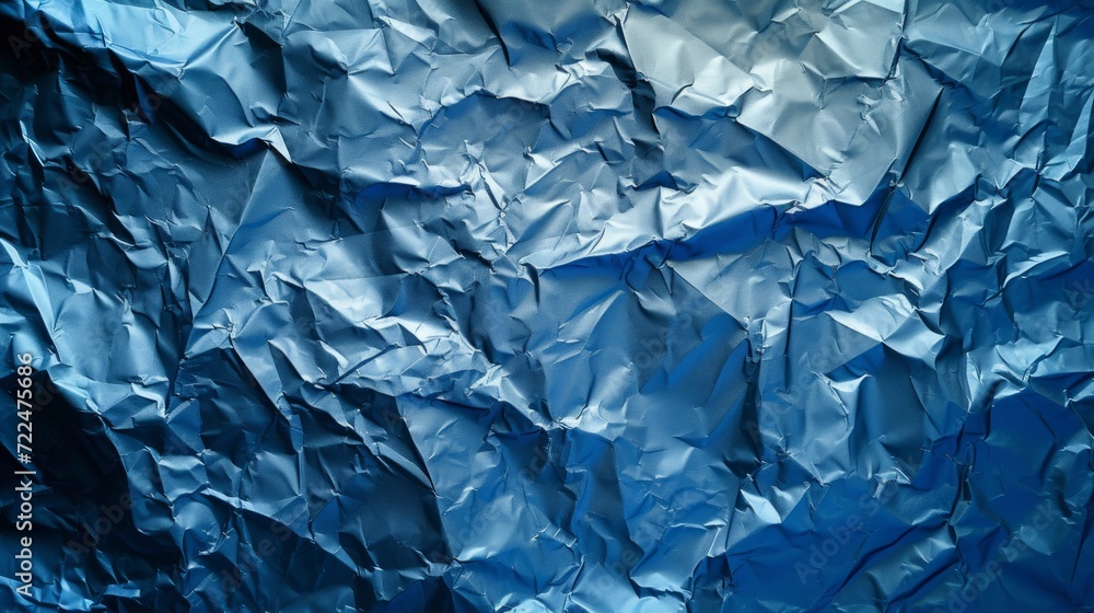 Background made of blue crumpled foil Background made of blue crumpled foil