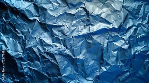 Background made of blue crumpled foil