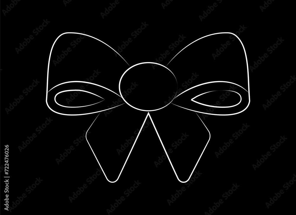 Contour bow drawn in chalk on a black background. Linear Silhouette of a gift Bow. Minimal elegant knotted ribbon. White pencil drawing of Chalkboard. Sketching. Isolated. Vector illustration Contour bow drawn in chalk on a black background. Linear Silhouette of a gift Bow. Minimal elegant knotted ribbon. White pencil drawing of Chalkboard. Sketching. Isolated. Vector illustration