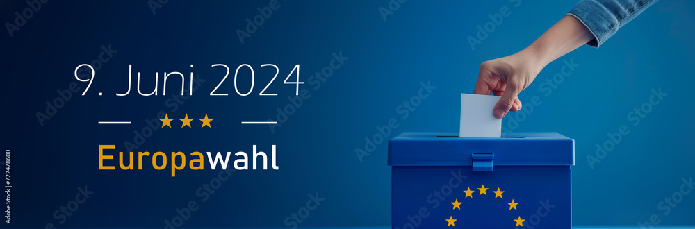 Motiv zur Europawahl am 9 Juni 2024 mit Text und Datum Motiv zur Europawahl am 9 Juni 2024 mit Text und Datum