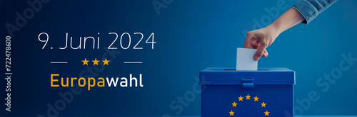 Motiv zur Europawahl am 9 Juni 2024 mit Text und Datum