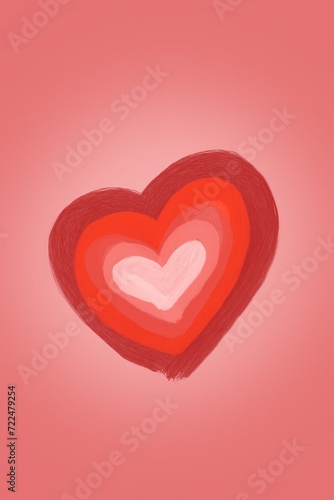 Hand drawn heart valentines day card with heard on peach background